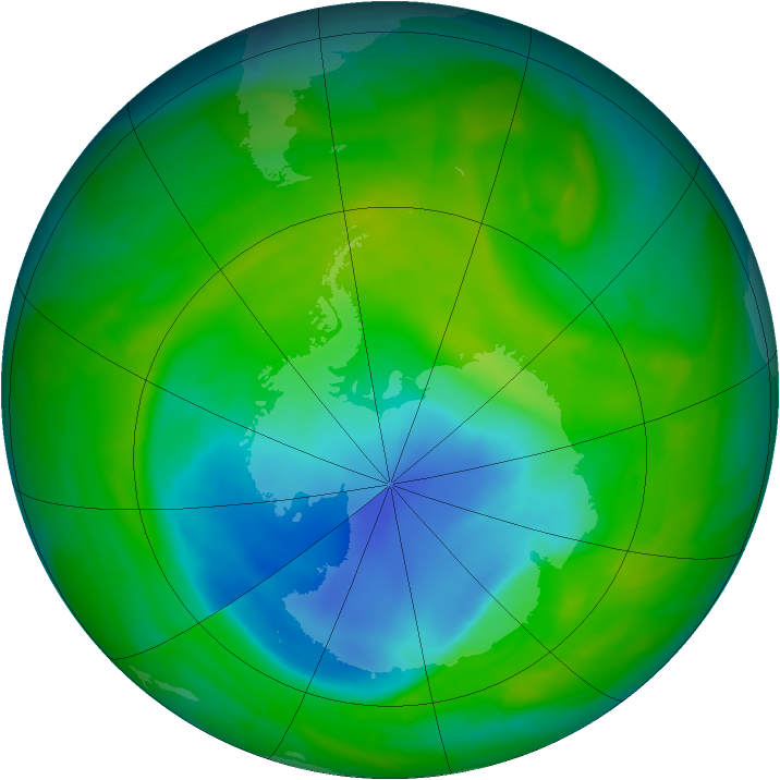 Antarctic ozone map for 14 November 2013